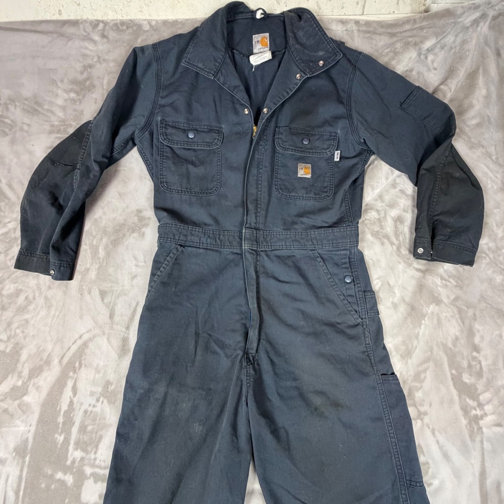 Carhartt FR Flame Resistant Coveralls Mens Medium Black HRC 2 Style 391-20 Zip